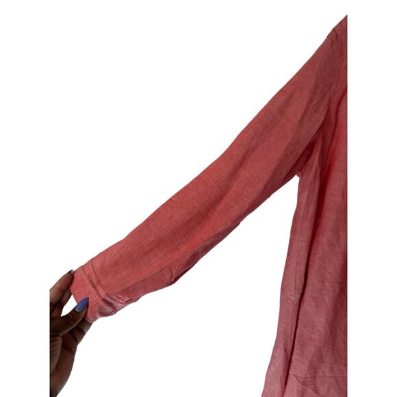 J. Jill Red Lightweight Basic Lagenlook Coastal Grandma Linen Blouse Size Large - Picture 5 of 13